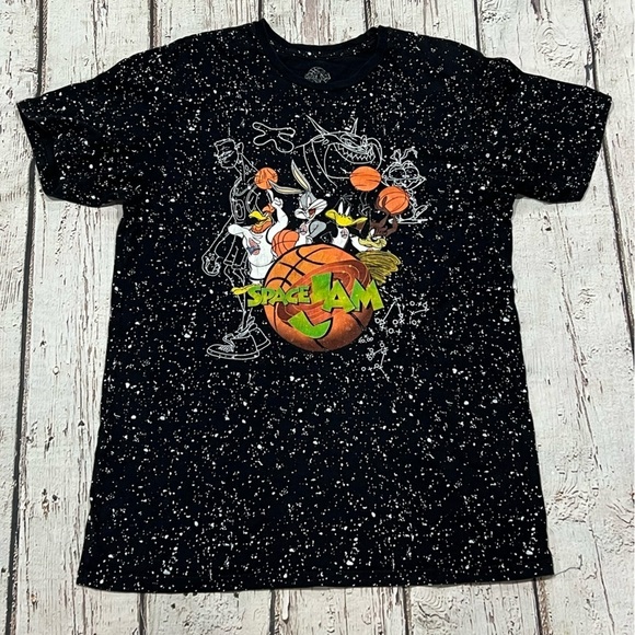 Space Jam Cartoon Basketball Sports Graphic Crewneck Tee Top Shirt - Picture 1 of 7